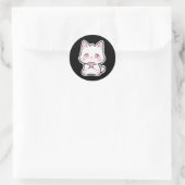 Sticker Rond Joli Chat Blanc (Sac)