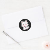 Sticker Rond Joli Chat Blanc (Enveloppe)