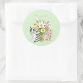 Sticker Rond Joli chat de Pâques miaulant (Sac)