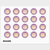 Sticker Rond Joli Chat, Merci Violet (Feuille)