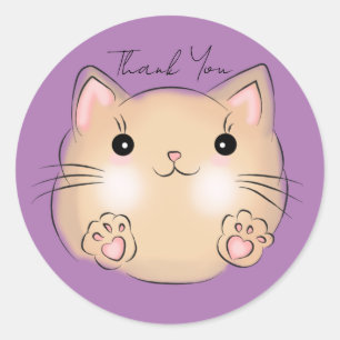 Sticker Rond Joli Chat, Merci Violet