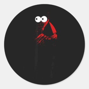 Sticker Rond Joli Chat Noir Meurtrier Fou Avec Couteau