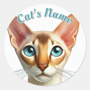 Sticker Rond Joli chat Oriental Shorthair ・ Ajouter un nom