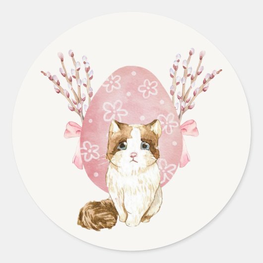 Sticker Rond Joli Chat Sakura (Devant)