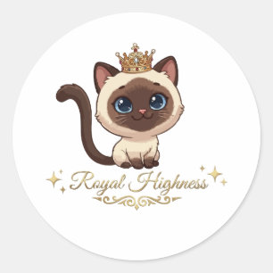 Sticker Rond Joli chat siamois royal