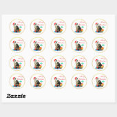 Sticker Rond Joli chat tabby de Noël (Feuille)