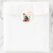 Sticker Rond Joli chat tabby de Noël (Sac)