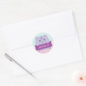 Sticker Rond Joli Chaton Personnalisé à Points (Enveloppe)
