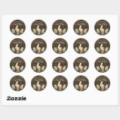 Sticker Rond Joli cheval et fleurs Bois rustique Anniversaire (Feuille)