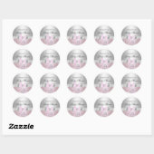 Sticker Rond Joli chevalet de Baby shower de Bow et Floral (Feuille)