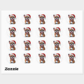 Sticker Rond Joli chien de Noël (Feuille)