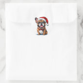 Sticker Rond Joli chien de Noël (Sac)