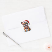 Sticker Rond Joli chien de Noël (Enveloppe)