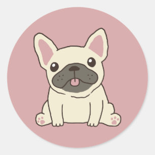 Sticker Rond Joli chiot Bouledogue Français