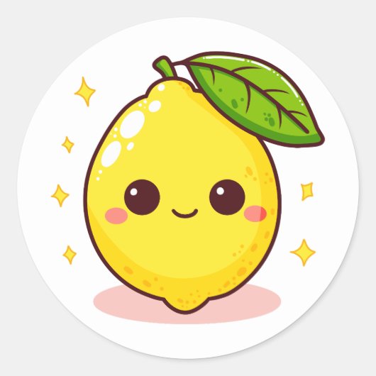 Sticker Rond Joli citron jaune heureux (Devant)