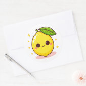 Sticker Rond Joli citron jaune heureux (Enveloppe)