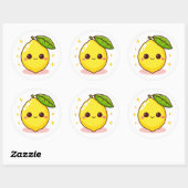 Sticker Rond Joli citron jaune heureux (Feuille)