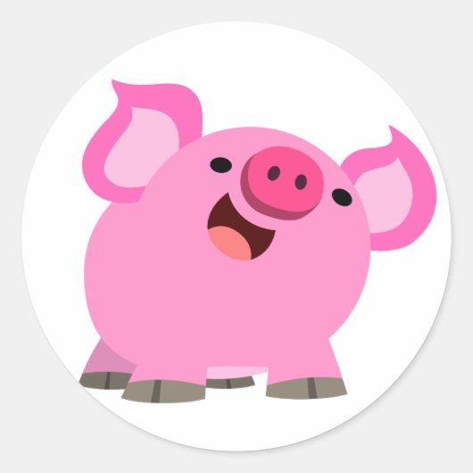Sticker Rond Joli Cochon De Caricature Rire (Devant)