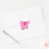 Sticker Rond Joli Cochon De Caricature Rire (Enveloppe)