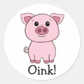 Sticker Rond Joli Cochon Rose Rose ! Animal de ferme (Devant)