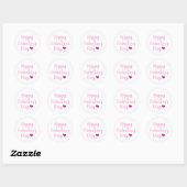 Sticker Rond Joli cœur rose Joyeuse Saint-Valentin Script (Feuille)