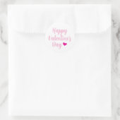 Sticker Rond Joli cœur rose Joyeuse Saint-Valentin Script (Sac)