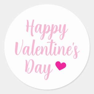 Sticker Rond Joli cœur rose Joyeuse Saint-Valentin Script