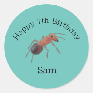 Sticker Rond Joli Cool Ant Illustration d'anniversaire