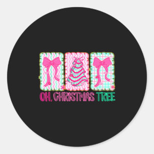 Sticker Rond Joli Coquette Oh Sapin de Noël Gâteau Nœud C'est L
