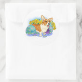 Sticker Rond Joli Corgi de Pâques (Sac)