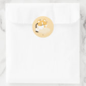 Sticker Rond Joli Corgi Fatigué (Sac)