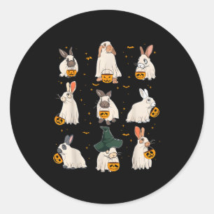 Sticker Rond Joli costume de fantôme de lapin automnal pour ama