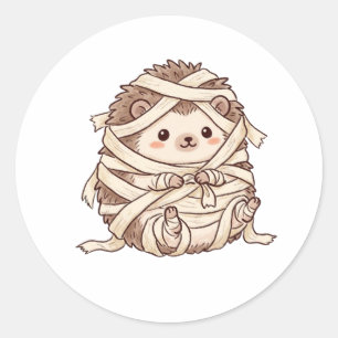 Sticker Rond Joli costume de mummy de hérisson pour Halloween I
