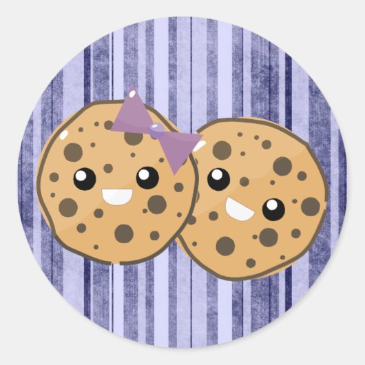 Sticker Rond Joli Couple de Biscuits au Chocolat Kawaii (Devant)