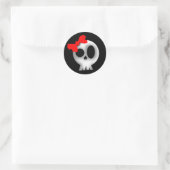 Sticker Rond Joli crâne avec Bow rouge (Sac)