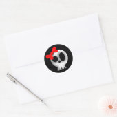 Sticker Rond Joli crâne avec Bow rouge (Enveloppe)
