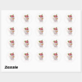 Sticker Rond Joli cupcake à l'aquarelle, fraise, floral (Feuille)