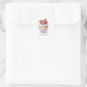 Sticker Rond Joli cupcake à l'aquarelle, fraise, floral (Sac)