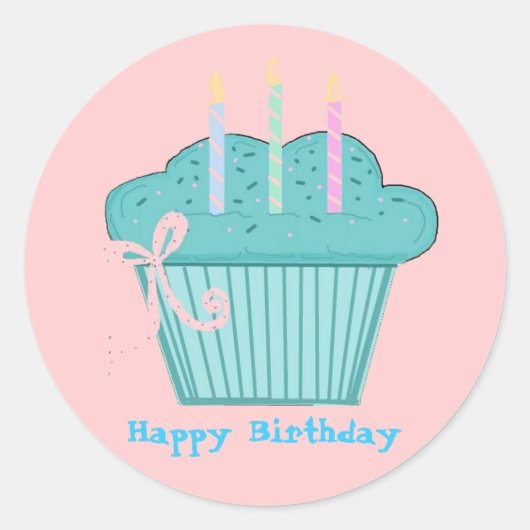 Sticker Rond Joli Cupcake d'anniversaire (Devant)