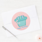 Sticker Rond Joli Cupcake d'anniversaire (Enveloppe)