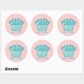 Sticker Rond Joli Cupcake d'anniversaire (Feuille)