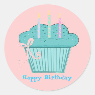 Sticker Rond Joli Cupcake d'anniversaire