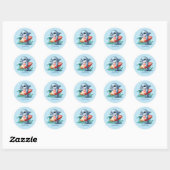 Sticker Rond Joli dauphin ajouter nom surf (Feuille)