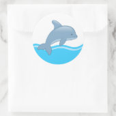 Sticker Rond Joli dauphin de saut en caricature (Sac)
