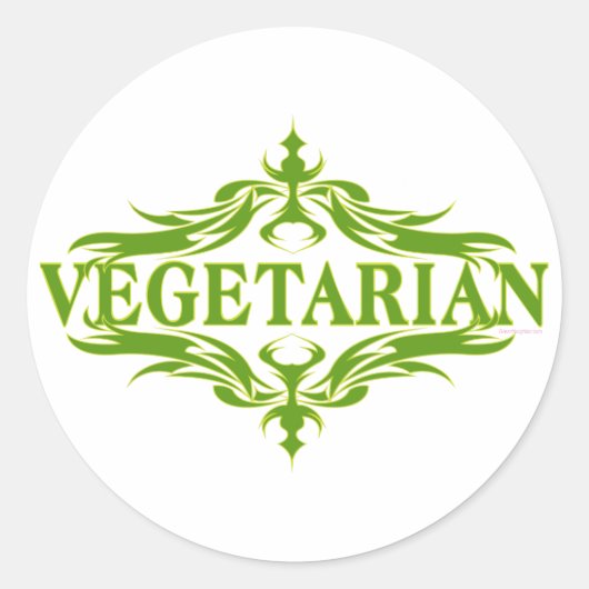 Sticker Rond Joli design végétarien (Devant)