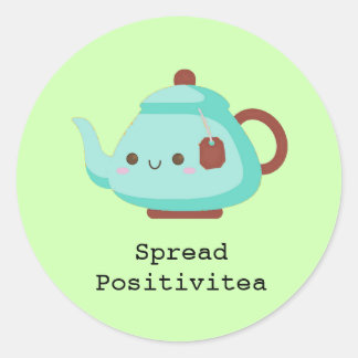 Sticker Rond Joli dessin animé 'spread positivitea' tea