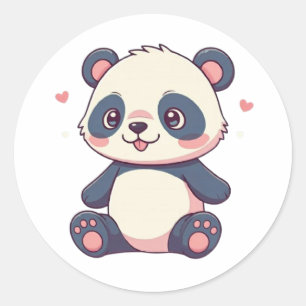 Sticker Rond Joli dessin de dessin de style bébé panda design