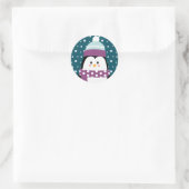 Sticker Rond Joli Dessin d'hiver Pingouin Flocon de neige (Sac)