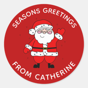 Sticker Rond Joli dessin Père Noël Noël rouge