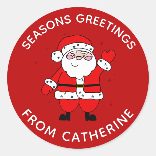 Sticker Rond Joli dessin Père Noël Noël rouge (Devant)